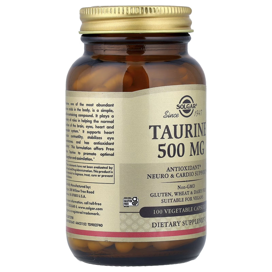 Solgar Taurine 500mg 50 Vege Capsules