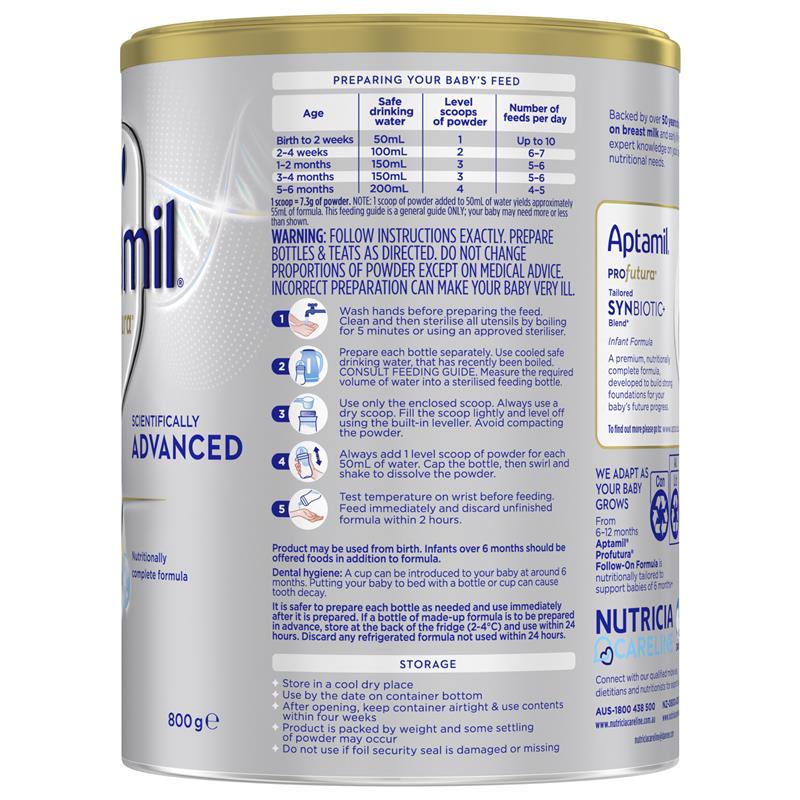 Aptamil Profutura 1 Premium Infant Formula 0-6 Months 800g (3 packs)