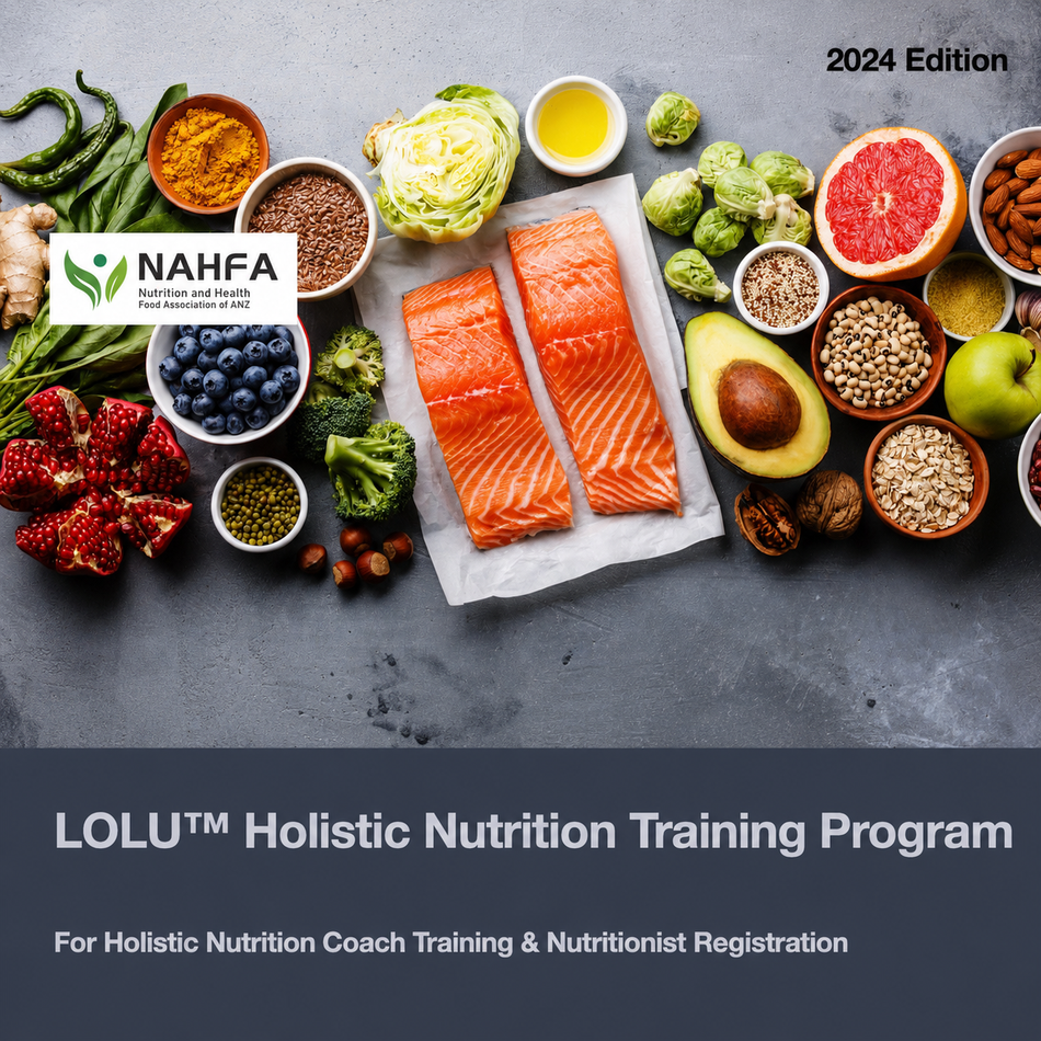 LOLU™ HEALTH ホリスティック栄養トレーニング プログラム フェーズ I (12 週間のオンライン コース + 6 週間の実習 + 6 週間の無料 KInD™ Pro ダイエット)