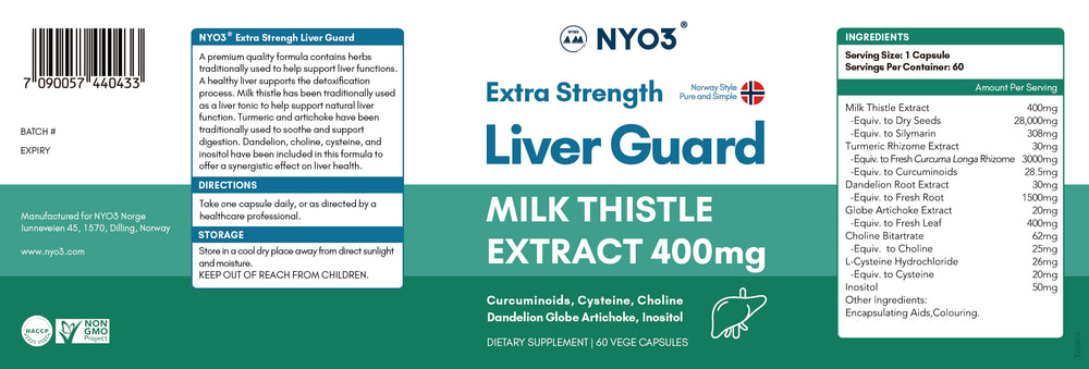 
                  
                    NYO3 Extra Strength Liver Guard Milk Thistle Extract 649mg 60 Veg Capsules
                  
                