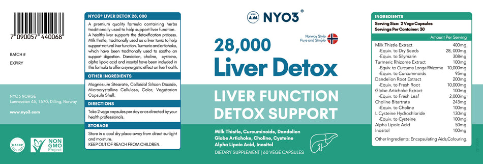 NYO3® 28000 Liver Detox Capsules 700mg 60s