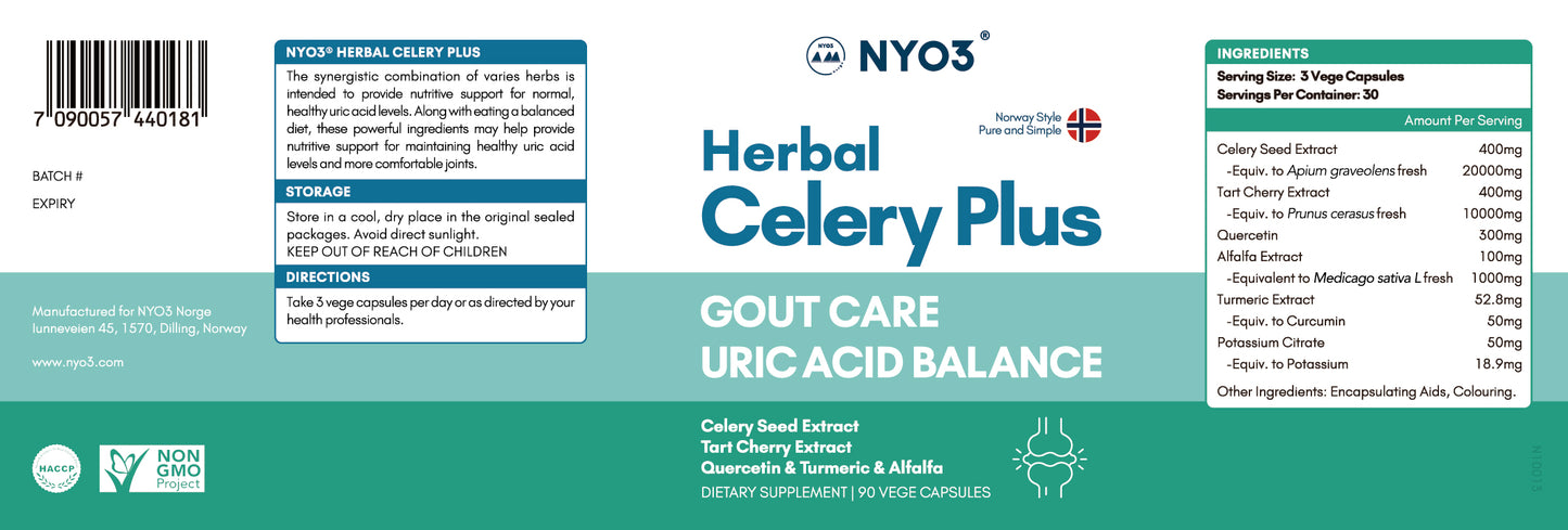 
                  
                    NYO3 Herbal Celery Plus Gout Care Uric Acid Balance 90 Vege Capsules
                  
                