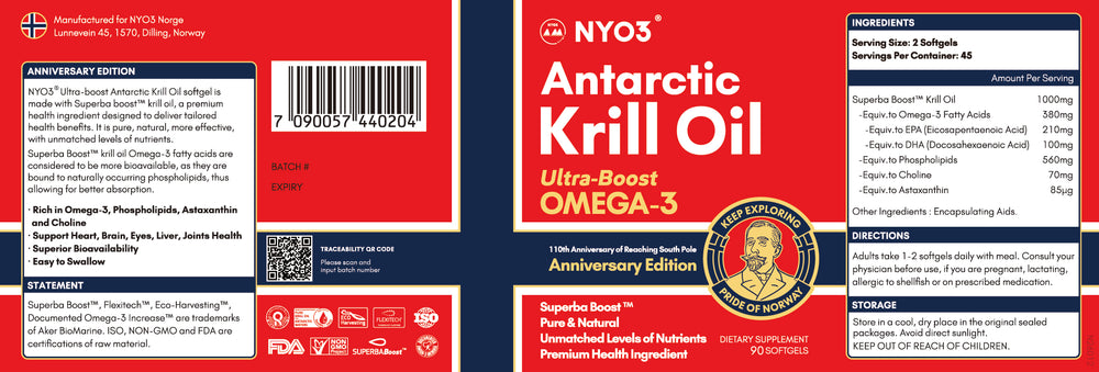 
                  
                    NYO3® Antarctic Krill Oil Amundsen Omega 3 Softgels 500mg, 90ct.
                  
                