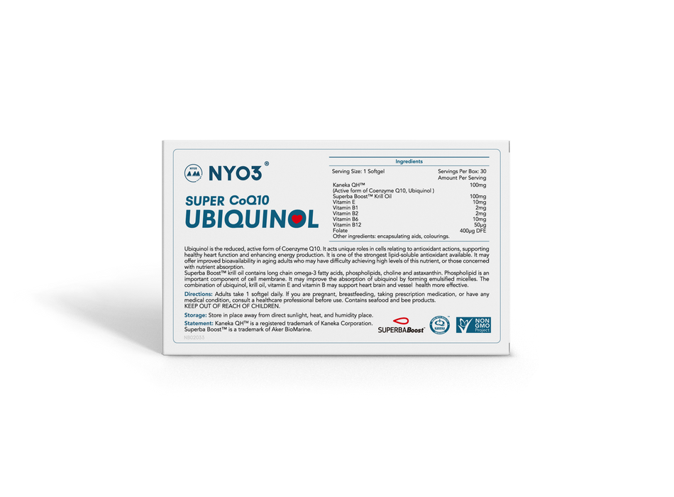 NYO3® Super CoQ10 Kaneka Ubiquinol 550mg 30s