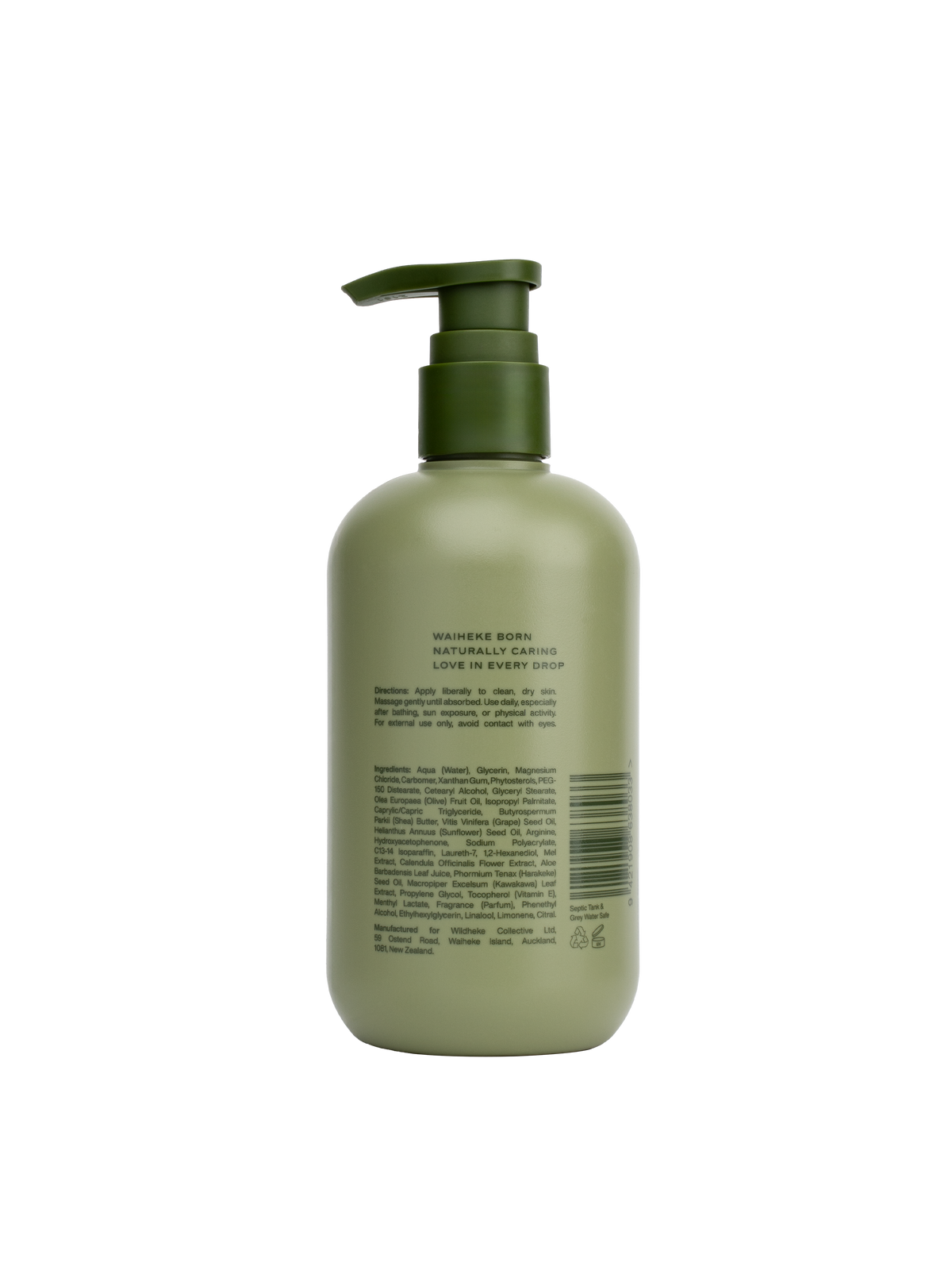 Green bottle with pump on a white background